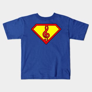 Super clef musician logo Kids T-Shirt